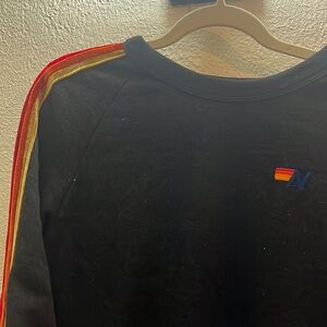 Rare Aviator Nation crew neck with velvet stripes